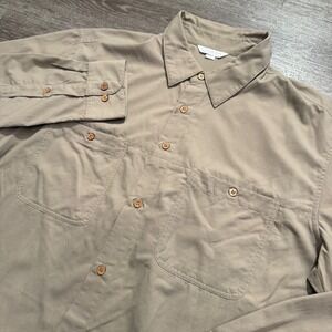 Clothing Arts Shirt Adult Large Beige Cubed Pick Proof Long Sleeve Pocket Button